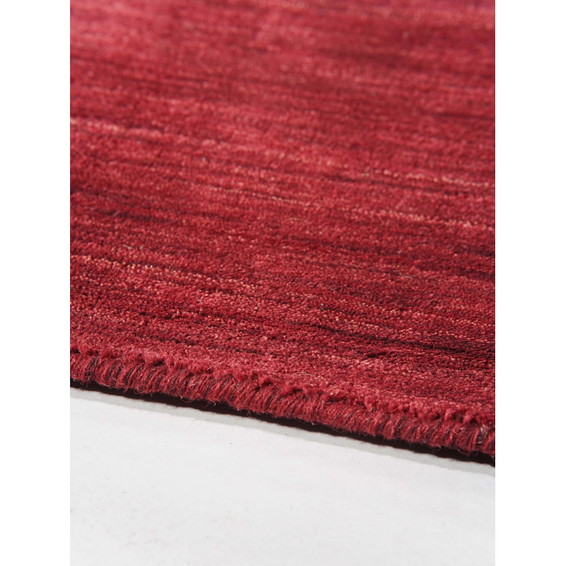 Hand Knotted Loom Wool Eco-Friendly Area Rugs -Rectangle, Dark Red Color, Plain Solid Design, High Pile Thick Handmade Anti Skid Area Rugs for Living Room, Bed Room