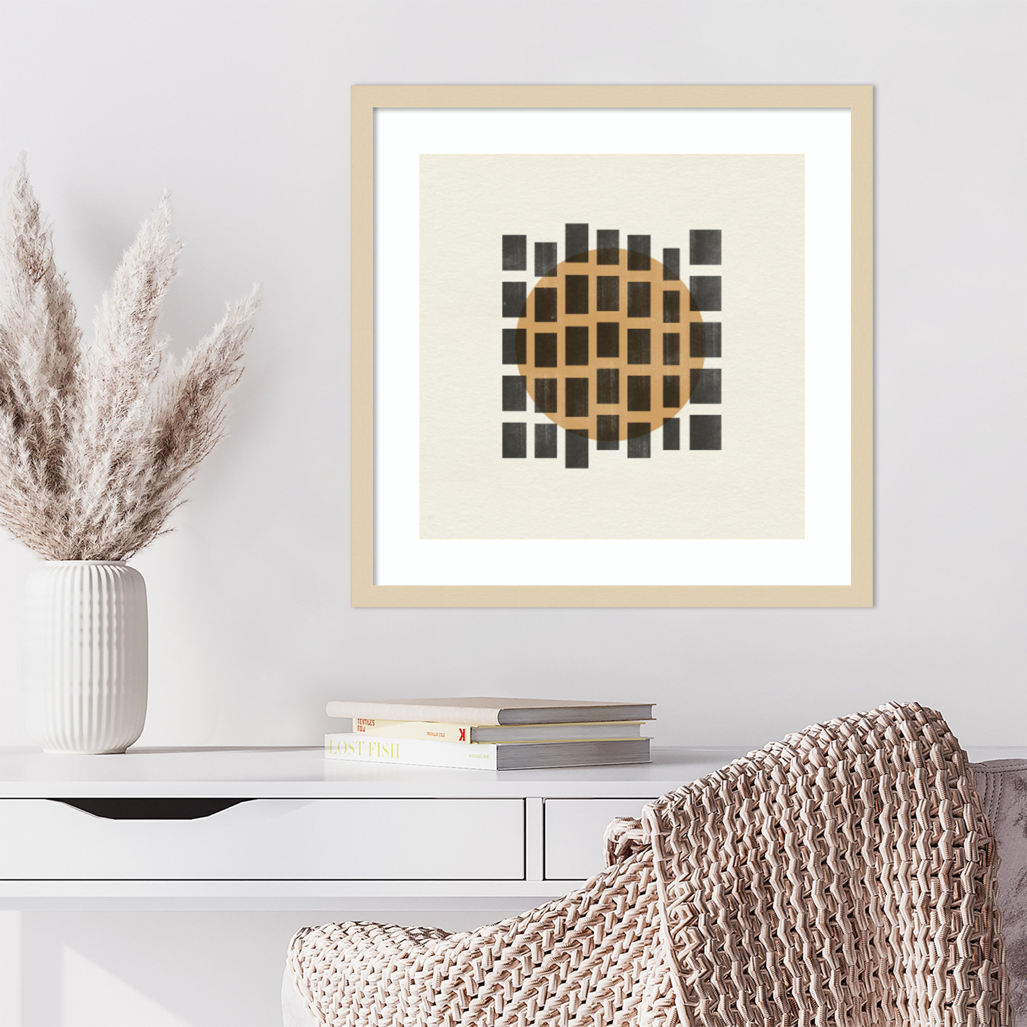 Paper Object No 8 by The MIUUS STUDIO Wood Framed Wall Art Print, 21" H x 21" W, Brown