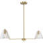 Avec luminaire suspendu linéaire contemporain en or brossé 2 lumières Avec 40 po-123354994-123354996