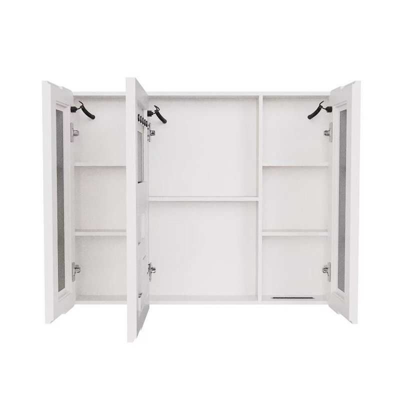 Armoire de rangement à DEL avec miroir, anti-buée, armoire de rangement murale en aluminium-plastique à trois portes, lumière blanche | Idée de cadeau
