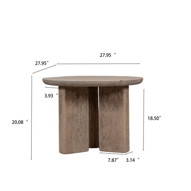 28 Inches Round Side Table Weathered Grey