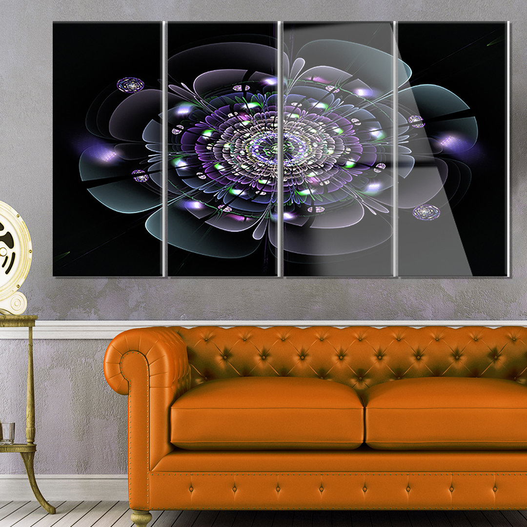 " Blue And Black Fractal Flower " 4 - Pieces Design Art