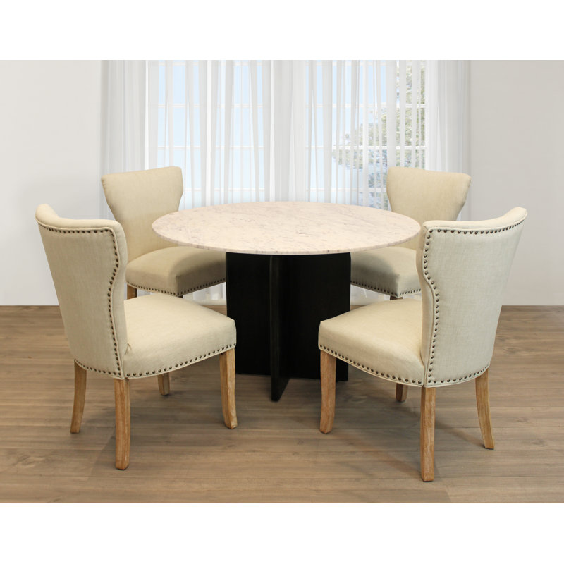 Ensemble repas pour 4 personnes Aryhanna Venice, Ivoire / brun