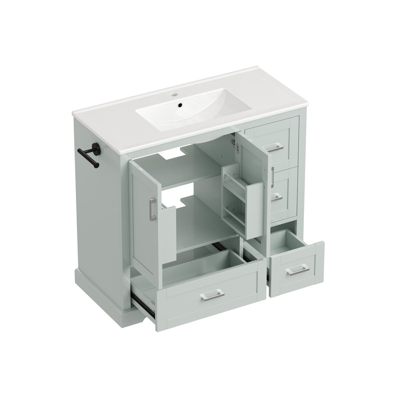 Meuble-lavabo autoportant de 42 po avec porte-serviettes réversible Navyhurst, Vert menthe