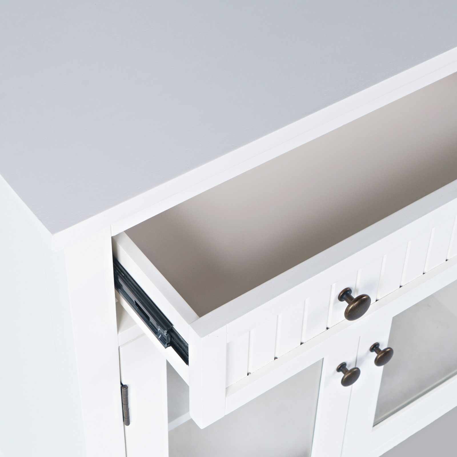 Pearce 58" Glass Door Accent Cabinet, White