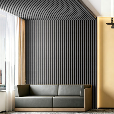 2Pcs 95.7" L x 24" W Acoustic Wood Wall Paneling, Decorative Soundproof Panels for Walls and Ceilings, 3D Slat Wood Wall Panels (31.9 sq.ft./Case))