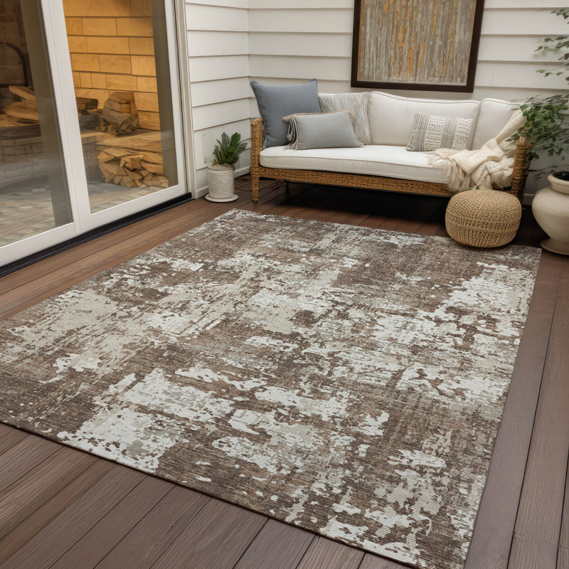 Tapis intérieur / extérieur brun Caelan , 9 pi x 12 pi