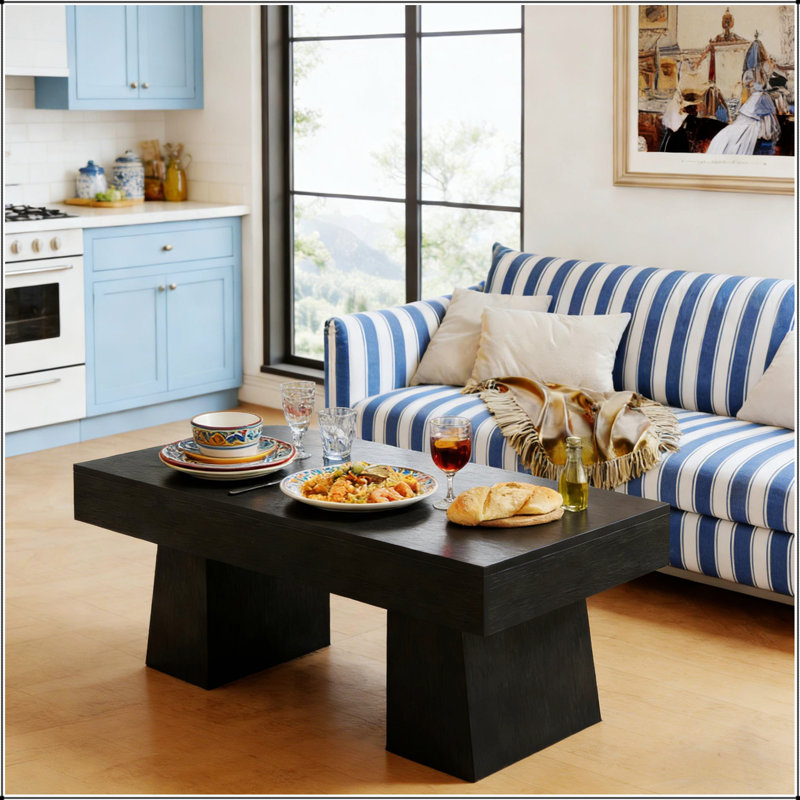 Table basse rectangulaire en bois durable avec surface résistante à l'eau, parfaite pour les salons modernes et traditionnels