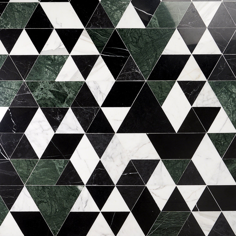 Prisma 7.75" x 13.5" Geometric Marble Mosaic Wall & Floor Tile (0.73 Sq. Ft. / Sheet), Dark Green