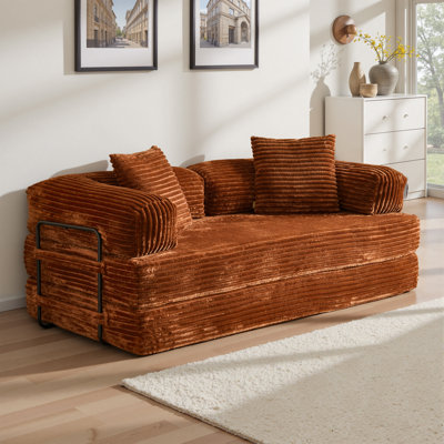 Boneless No Assembly Required Compression Packed 2 Person Fabric Sofa Bed, High Rebound Density Sponge Sofa