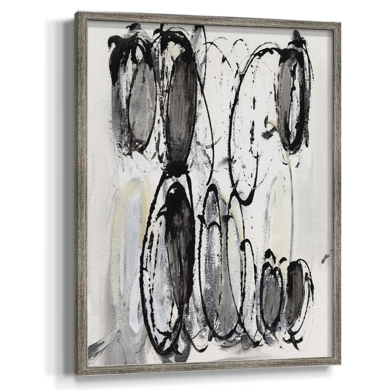 Grey Scribbles II Framed Print - Solid Wood, 30" H x 24" W
