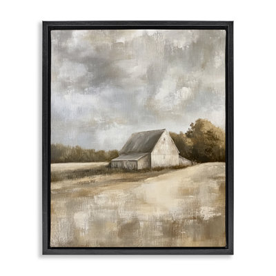 Cadre flottant Cloudy Farm Landscape, design par Petal Prints Design