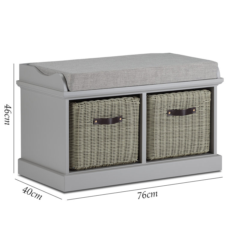 Anise Upholstered Storage Bench, Grey/Grey
