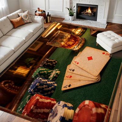 Tapis lavable 8 x 10 po Vintage Girl Casino