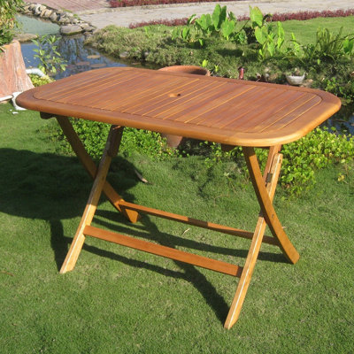 Blaser Rectangular Yellow Balau Outdoor Folding Dining Table