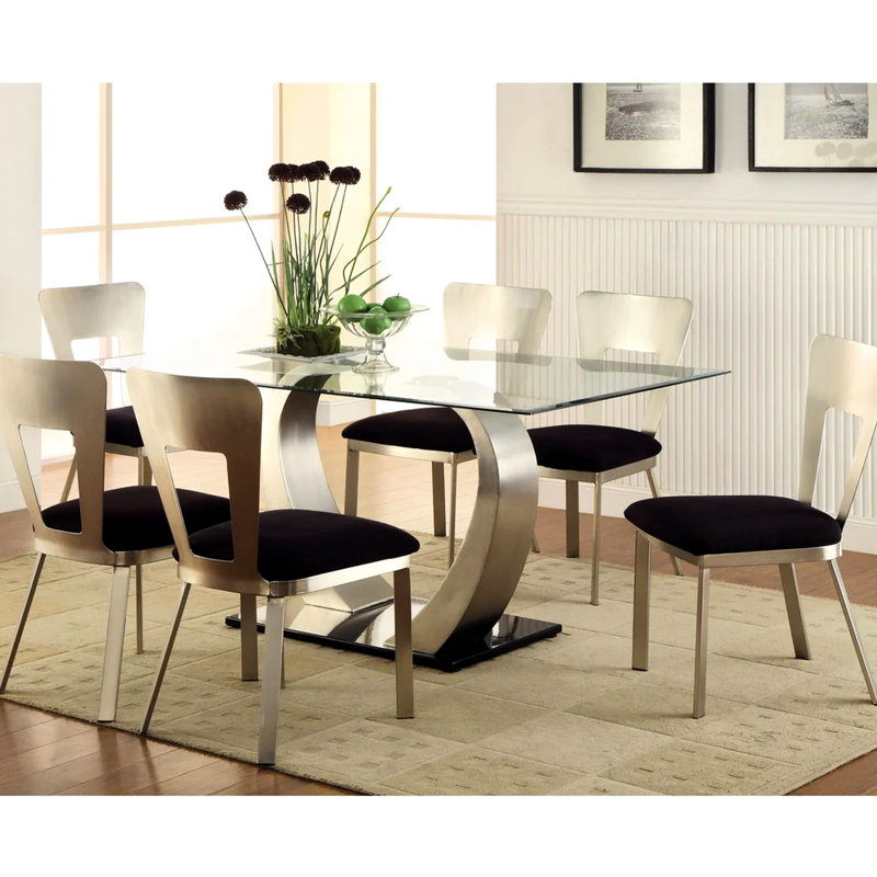 2 chaises en microfibre de métal, noir et argent, siège rembourré, dossier en trou de serrure, côté fascinant de la salle à manger 2, noir argenté, Gaudy