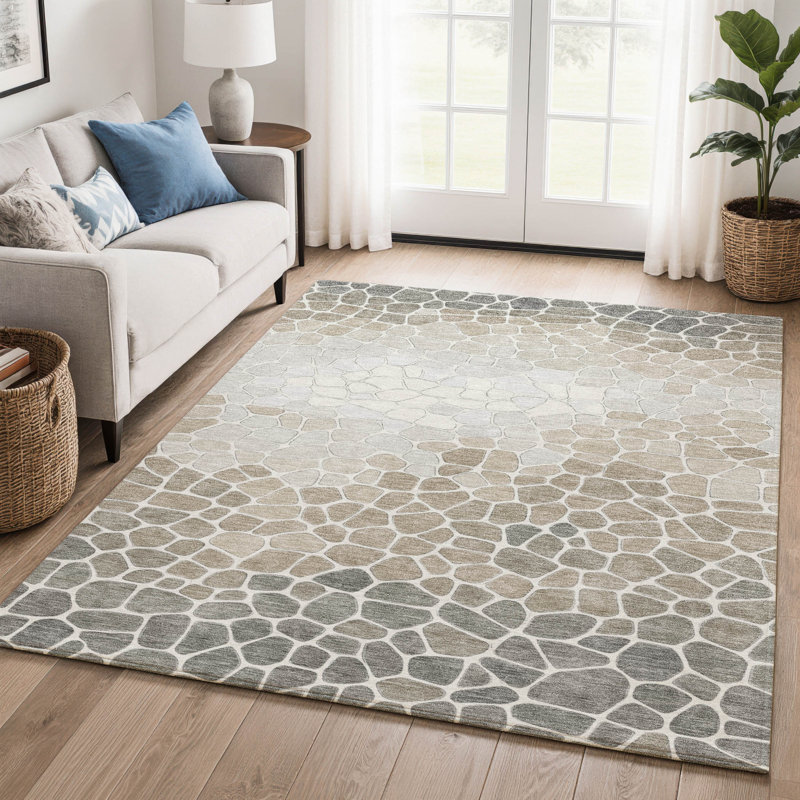 Premium Machine Washable Mayfield AMF2190 geometric Rug, Taupe, 2'6" x 3'10"