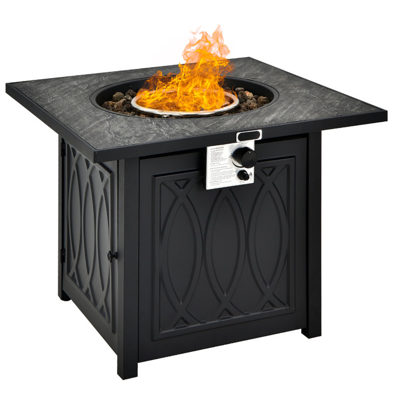 Izah Square Steel Propane Fire Pit Table