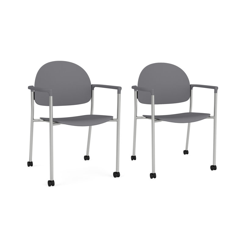 Chaise d'invité à chat avec roulettes, Argent, Poly silex gris