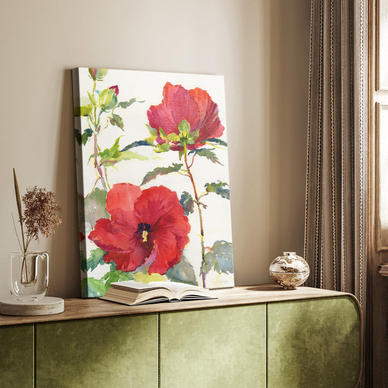 Hibiscus Glow II - galerie enveloppée Cavas, H 36 po x l 24 po