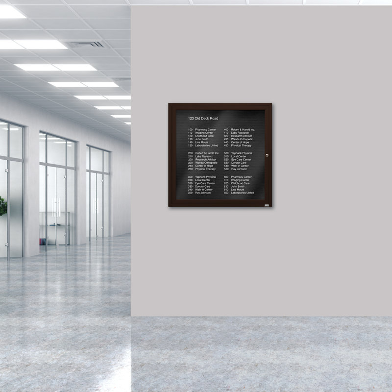 Tableau d'affichage mural fermé pour armoire d'annuaire, Bronze anodisé, Un, H 36 po x l 36 po
