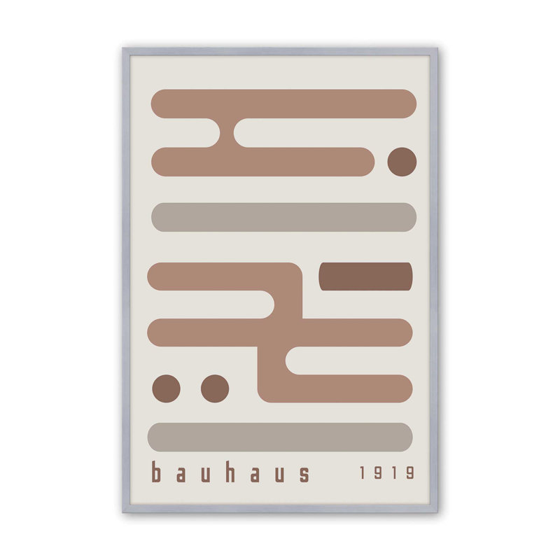 Brown Bauhaus Minimalist Circuitry I Print dans un cadre, H 15,25 po x l 12,25 po x P 1,25 po, Chrome poli