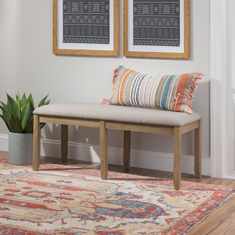 Entwistle Cotton Blend Upholstered Bench, Graywash