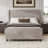 Headboard Corduroy Upholstered Bed Frame with Vertical Stripe Wingback and High Footboard No Box Spring Needed-110126996-110127002