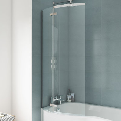 140 mm H Frameless Tub Door with Clear Glass