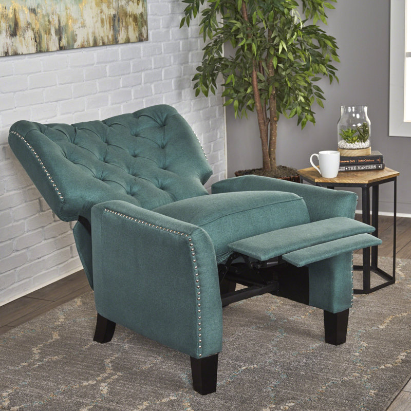 Wellersburg Upholstered Fabric Recliner, Teal