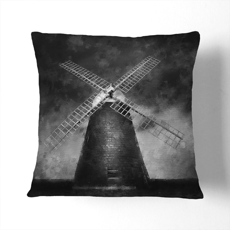 Halnaker Windmill in Chichester Cushion with Filling, 40cm H x 40cm W x 15cm D, Stone