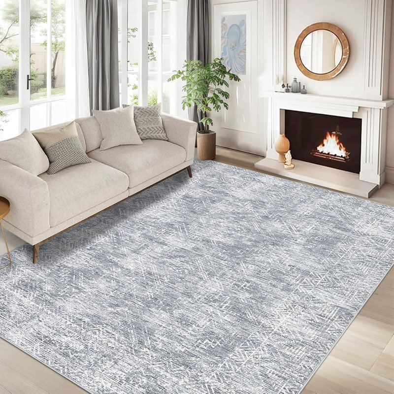 Washable Area Rug 4X6 Small Entryway Rug Non Slip Modern Soft Accent Rugs For Bedroom Nursery Low Pile Stain Resistant Carpet For Office, 4'X6'