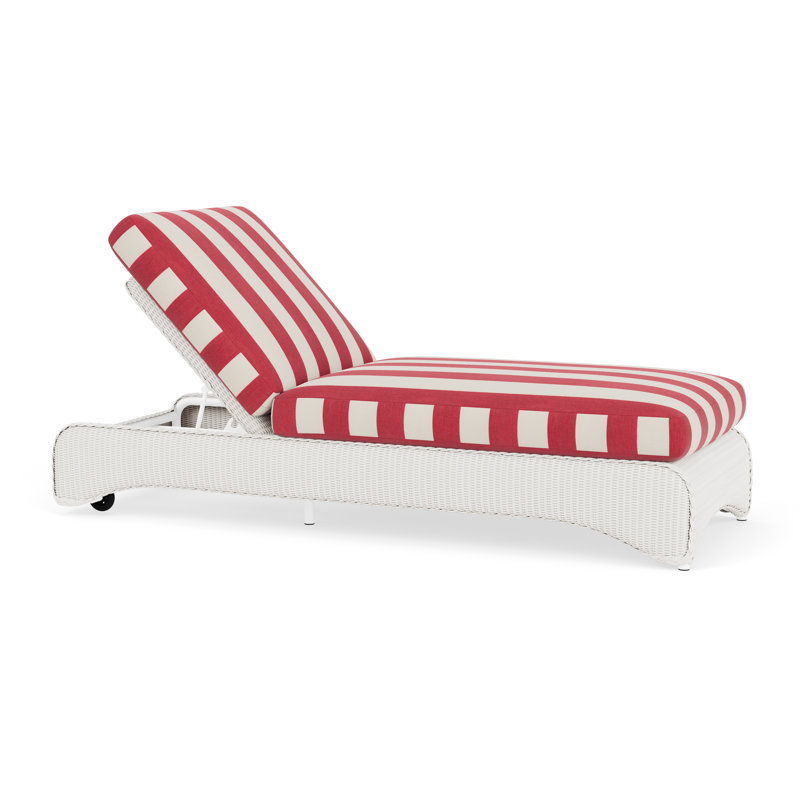 Loom Outdoor Chaise Lounge, White, Beach Navy