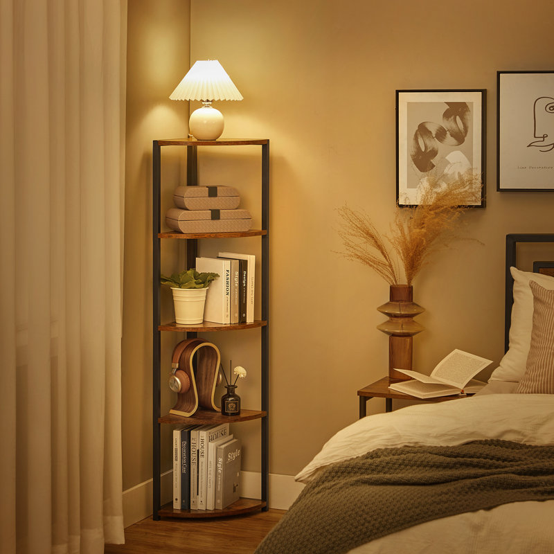 Shreya 129.5cm H x 30cm W Steel Corner Bookcase
