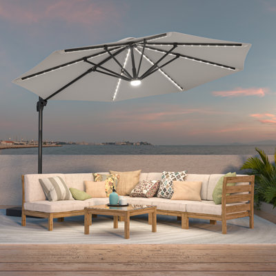 Olufisayo 132'' Lighted Cantilever Umbrella
