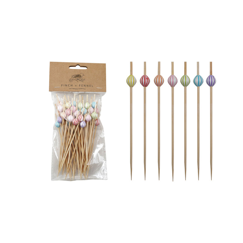 Bamboo Strip Ball Beads Shape Skewers