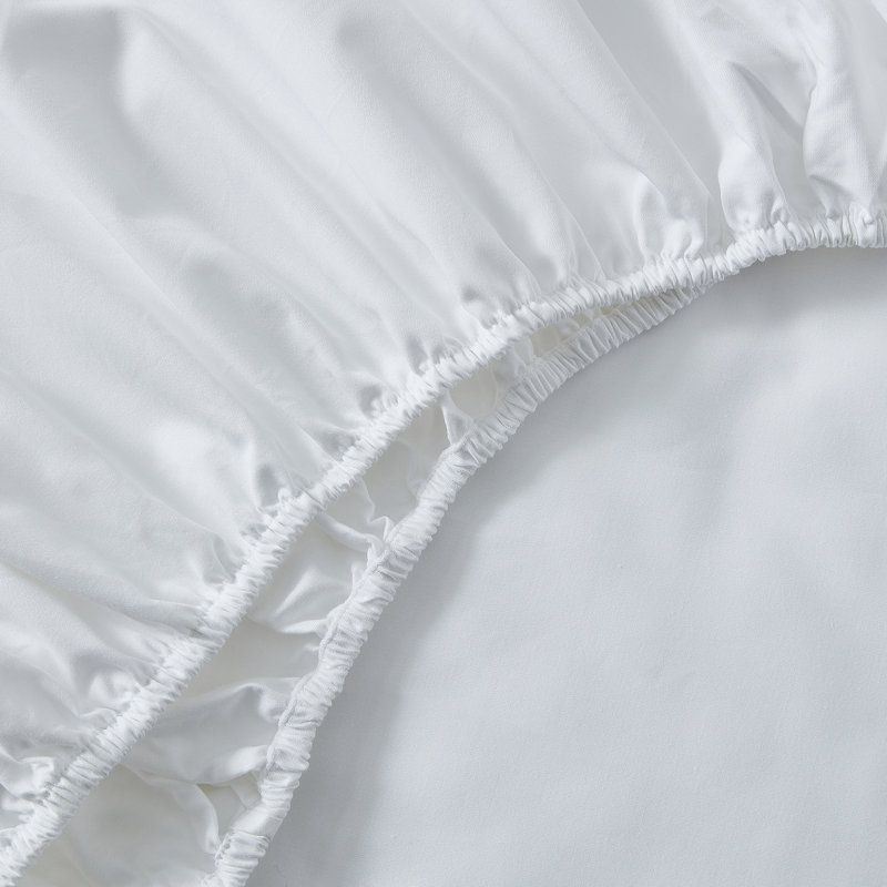 Ensemble de draps 100% satin de coton 600 fils 600 fils, Blanc, Grand