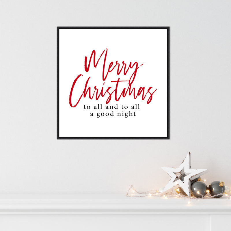 "Merry Christmas to All Script", art textuel sur toile, Cadre noir