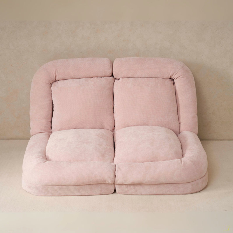 Convertible Fold-Out Double Sofa Bed, Pink