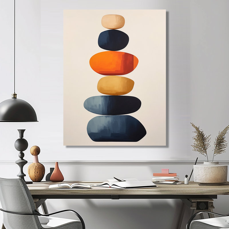 Zen Zen Pierres Subtle Serenity III - Spiritual Stone Wall Art Living Room, Toile tendue, H 44 po x l 34 po