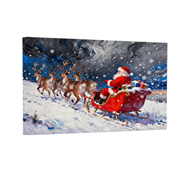 Noël père Noël traîneau renne neige Noël, H 12 po x l 18 po