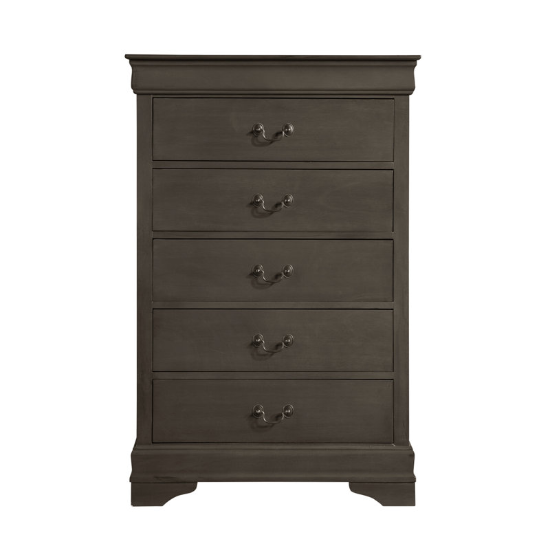 Commode 5 tiroirs Traditional, Gris