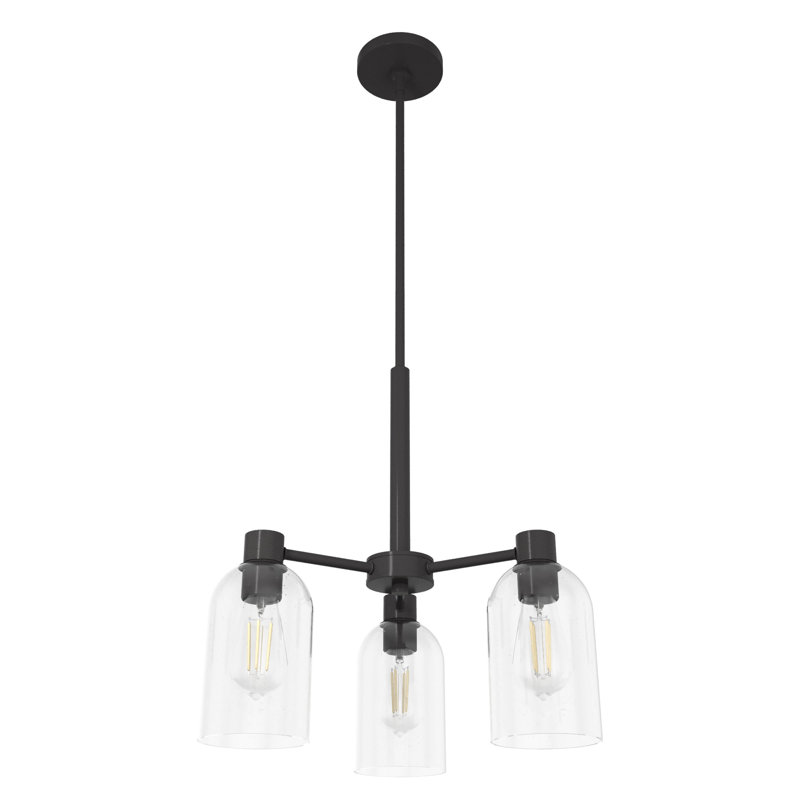 Hunter Lochemeade Brushed Nickel 3 Light Chandelier Ceiling Light Fixture, Clear, Noble Bronze