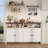 Buffet Sideboard Cabinet with Storage, 55" Large Farmhouse Kitchen Storage Cabinet with 4 Doors & Adjustable Shelves, Wood Coffee Bar Cabinet for Kitchen, Dining Room, Living Room-662249873