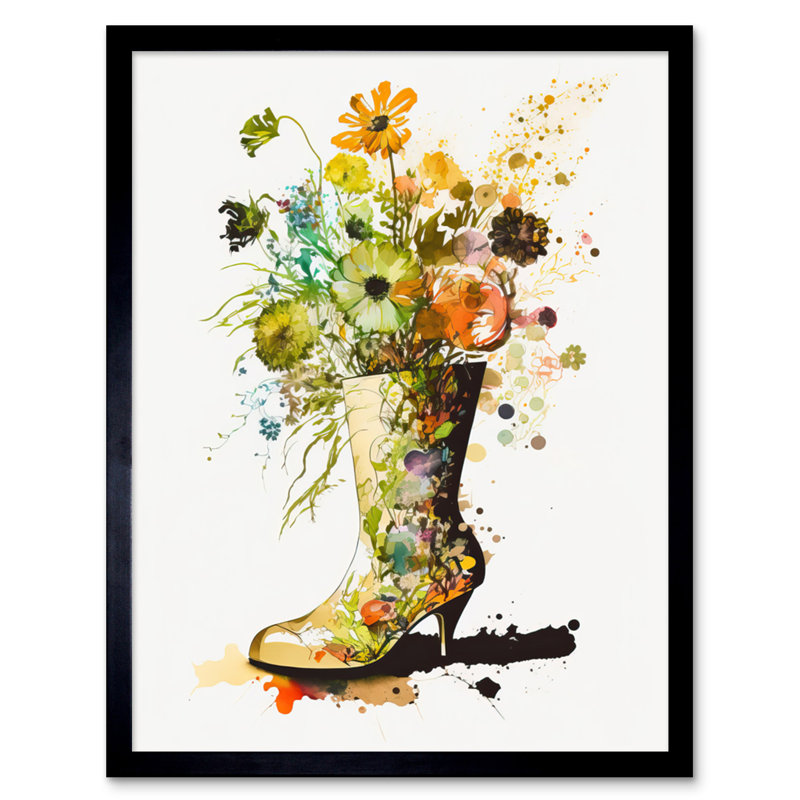Aaryan Wildflower Bouquet In A High Heel Floral Boot - Single Picture Frame Print