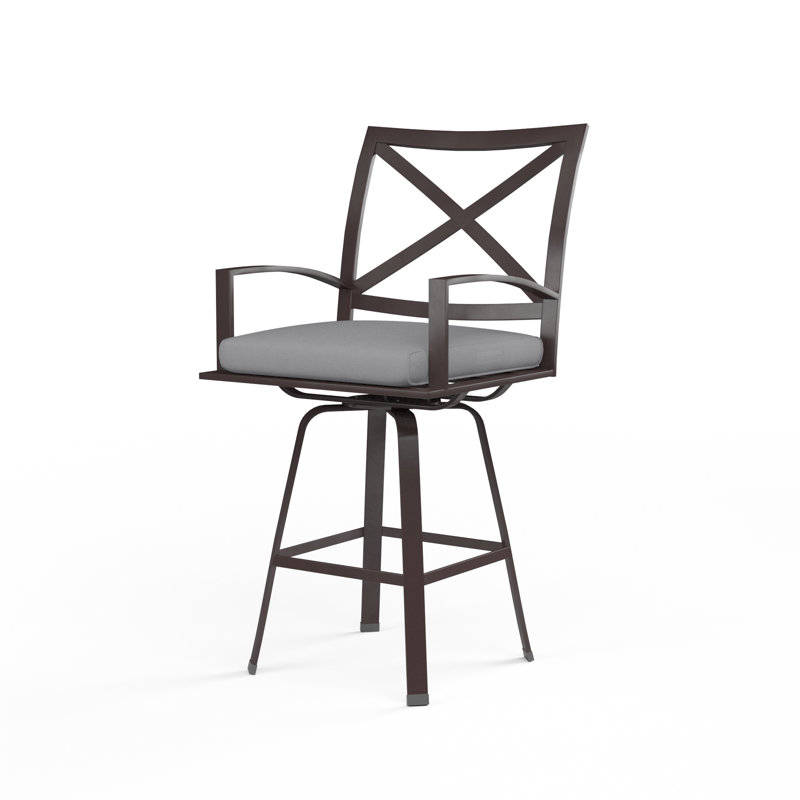 Tabouret de comptoir pivotant avec coussin Mulcahey, Toile granit, Tabouret de comptoir (siège d'une hauteur de 30 p