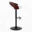 Tabouret de bar réglable avec pivot en métal noir, bois d'acajou et similicuir blanc avec repose-pieds arrondi en T, ensemble de 3-134824417-134824418
