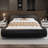 Low Profile Sleigh Bed With Faux Leather Ergonomics Headboard-747776475-747776473