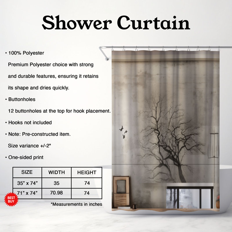 Rideau de douche ancien - Premium Wall, H 74 po x l 71 po