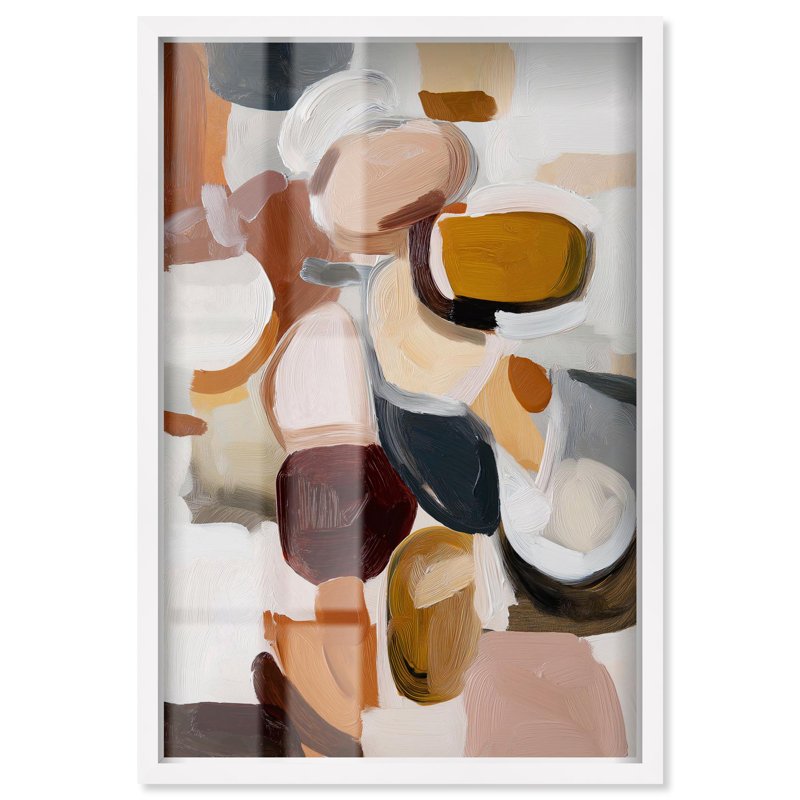 «Taupe Shell Intermix I Shadowbox Print», art mural abstrait par Art Remedy, cadre blanc, 17 x 25, H 25 po x l 17 po